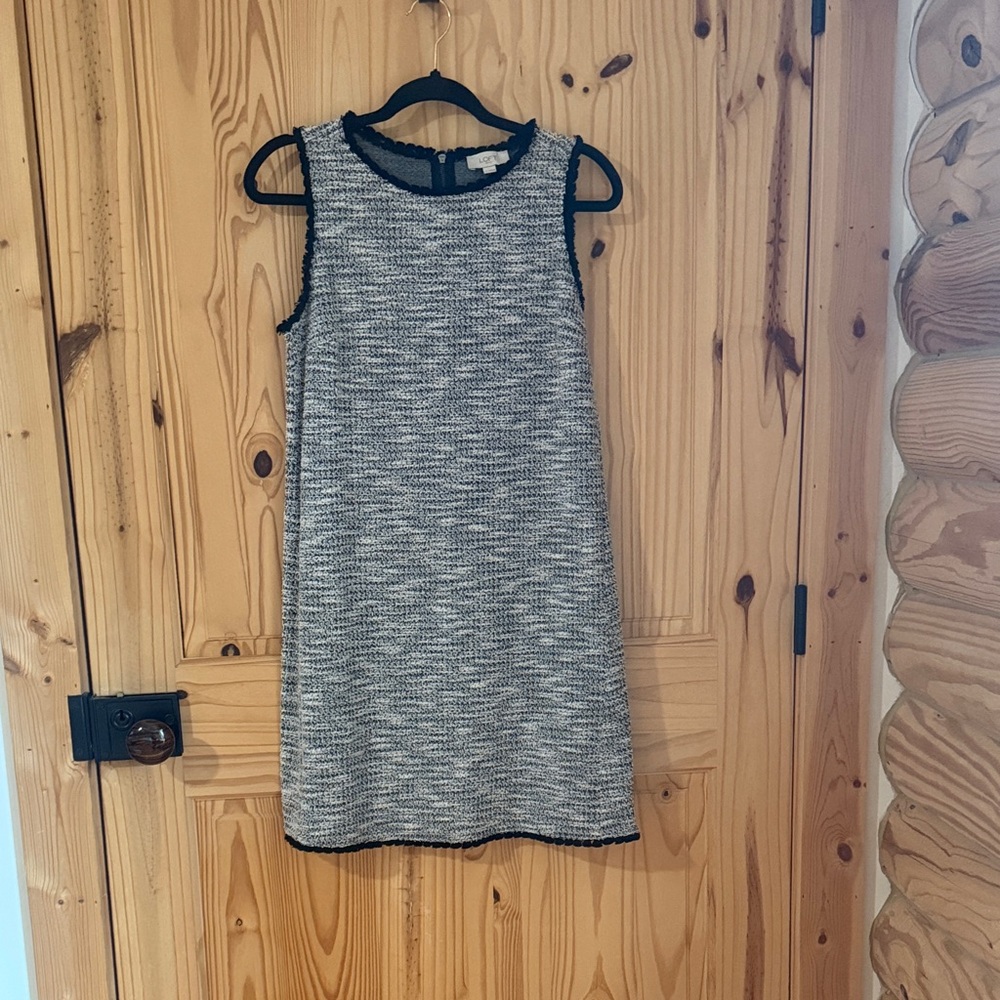 LOFT Black and White Textured Mini Dress